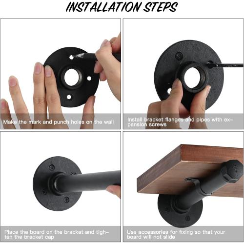 Industrial Pipe Shelf Brackets 10 PCS Wall Mount DIY Shelving Brackets 12 in Shelf Bracket Kitchen Floating Pipe, Included Accessories