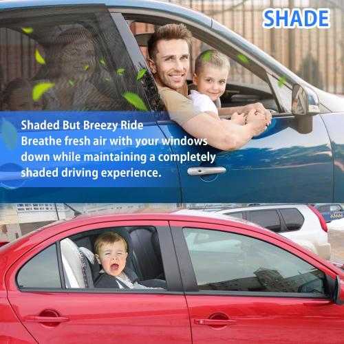 PEMOTech Car Window Shades for Baby, 2 Pack Breathable Mesh Side Car Window Sun Shade, UV Protection Car Window Covers, fit Large SUV, Pickup, Truck, Minivan (31.5x47.2)