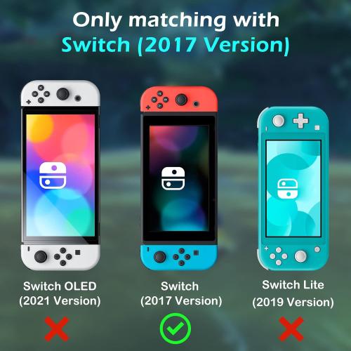 DLseego Lovely Kitty Switch Protective Case Dockable Hard Shell Anti Scratch Cover Pink Joy Con Skin with 3PCS Compatible with Regular Switch