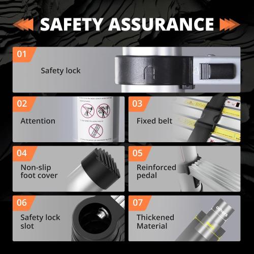 EvaStar 12.5FT Telescoping Ladder, Aluminum Lightweight Extension Ladder w/Hooks & Stabilizers, 330lbs Capacity Collapsible Ladders, Extension Telescopic Ladder for Home, Outdoor, RV - Orange & Silver