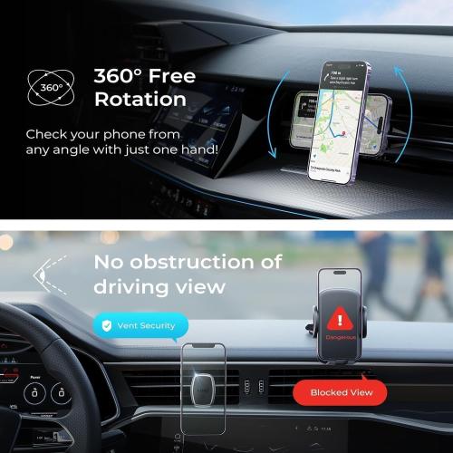 LISEN Magnetic Phone Holder for Car, Upgraded Clip   Ultra 6 Strong Magnets, Phone Magnets for Back of Cell Phone, Soporte de Telefono para carro, Gifts for Women Men, Car Accessories