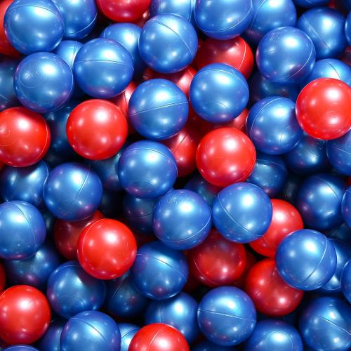 STARBOLO Soft Plastic Ball Pit Balls for Kids - 100pcs Shiny Red and Blue Colors for Baby & Toddler Ball Pits, Play Tents, Pool Water Toys, Parties, Photo Booth Props, Holiday Decor