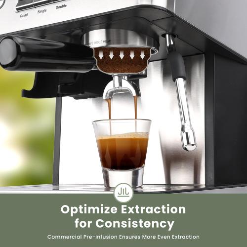 Gevi 20 Bar Espresso Machine with Grinder & Steam Wand for Latte Cappuccino | Removable Water Tank, Powerful Milk Frother, Stable Pressure System For Crafting Silky Homemade Coffee Drinks