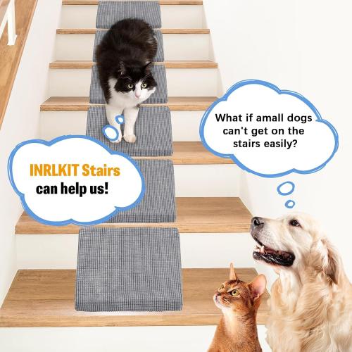 30D Foam Dog Ramp for Stairs for Small Dogs Cats, Pet Steps Stairs for Staircase Stairs with Anti-Slip Bottom and Self-Sticky Pads to Fix Suitable for Dogs Cats Grey(6Pack Grey)