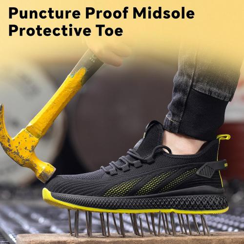 SPIEZ Unisex Safety Shoes for Men 8.5 Women 9.5, Breathable Work Sneakers | Lightweight Composite Toe Shoes Puncture Proof Slip on Safety toe Shoes for Manufacturing Work, Warehouse, Construction