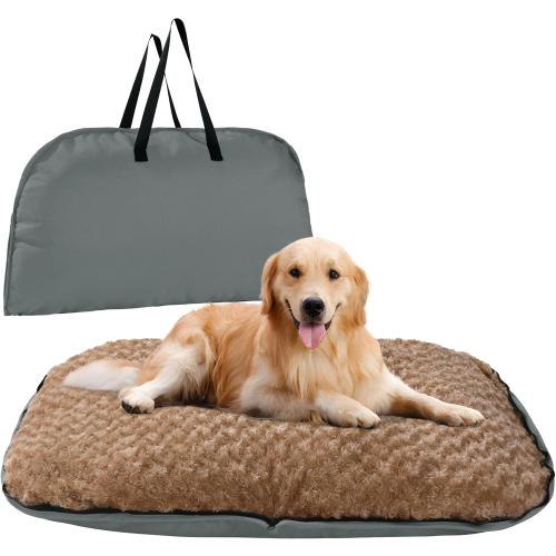 MABOZOO Foldable Travel Dog Bed, Outdoor Camping Dog Bag Bed Pet Pad with Carry Handles, Waterproof Pet Mattress Mat for Small, Medium, and Large Dogs Cats (Gray, 44x32x5 in)