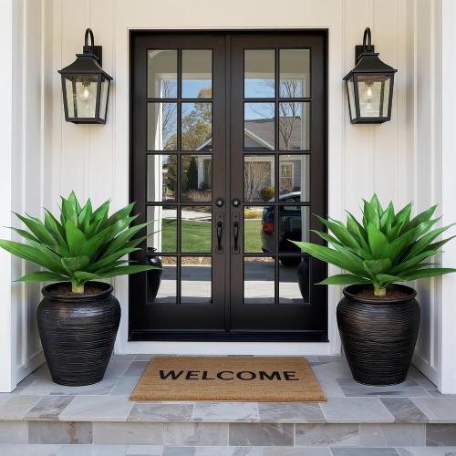 Ivydale Artificial Outdoor Plants, 2 PCS 28 Artificial Agave Plant for Outdoors Outside UV Resistant Large Fake Plants Realistic Greenery for Planter Porch Patio Yard Garden Indoor Decoration