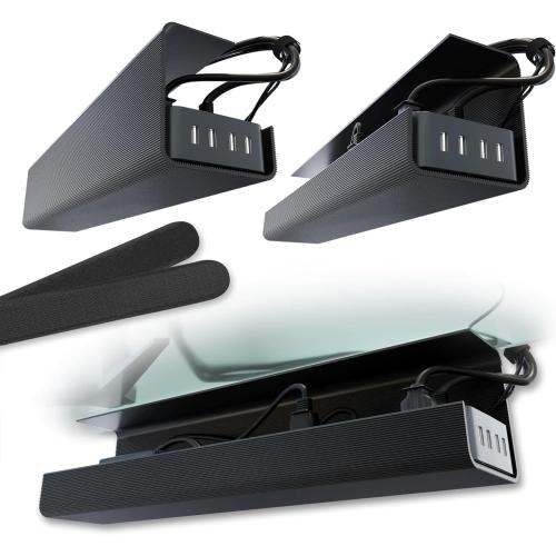 No-Screw Under Desk Cable Management Tray - Self-Adhesive Installation, Cord Management, Cable Tray, Under Desk Wire Organizer - ** White** Set of 2