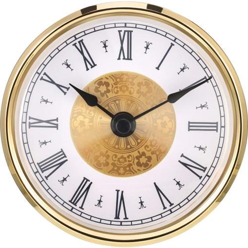 3-1/8 Inch (80 Mm) Mini Quartz Clock Insert Round Clocks, Gold