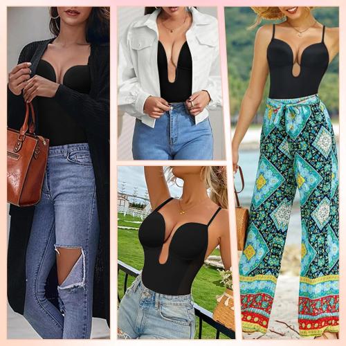 Size L Slimers Body Shaper for Women Tummy Control U Plunge Backless Full Body Shapewear Mid Thigh Mesh strapless Bodysuit Top