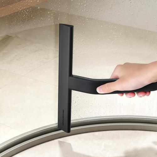 dancemoon JustHang Shower Squeegee for Glass Doors, All-in-One Piece Silicone Squeegee with Built-in Hook for Bathroom, Window, Mirror, Tile Wall, Car, Streak-Free Bathroom Cleaner Tool,10 Inch Black***