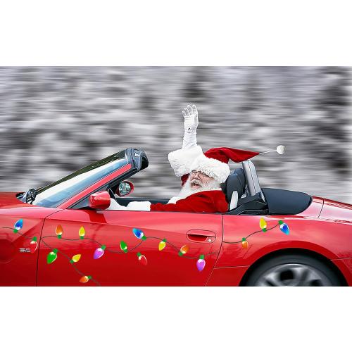 90PCS Christmas Car Refrigerator Decorations - 42 Reflective Bulb Light Shaped Magnets 48 Magnetic Wires Ornaments Set Xmas Holiday Cute Decor