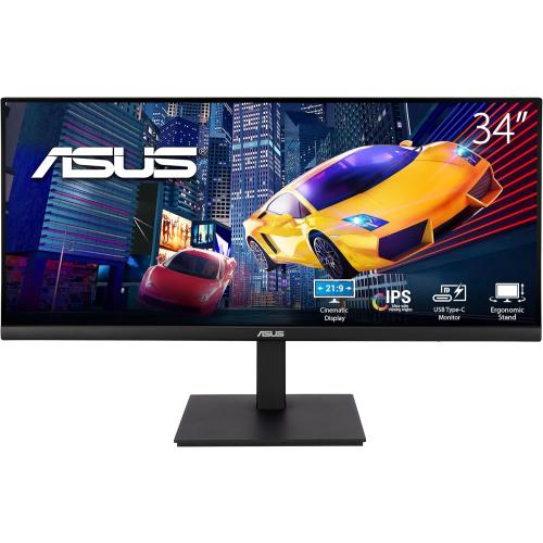 ASUS 34” Ultrawide HDR Gaming Monitor (VP349CGL) - 21:9 UWQHD (3440 x 1440), IPS, 100Hz, 1ms, USB-C w/Power Delivery, FreeSync, Eye Care Plus, VESA Mountable, HDMI, DisplayPort, Height Adjustable