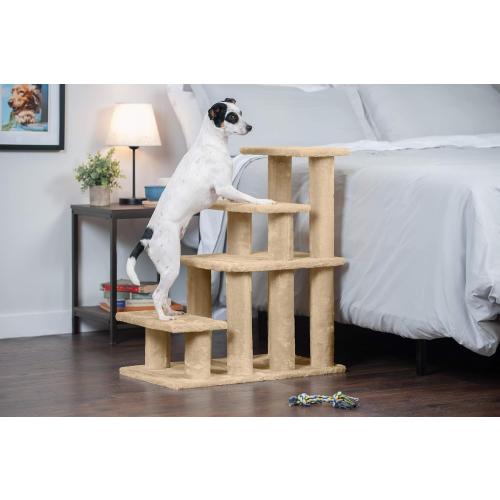 Furhaven Steady Paws Multi-Step Pet Stairs for High Beds & Sofas - Cream, 4-Step