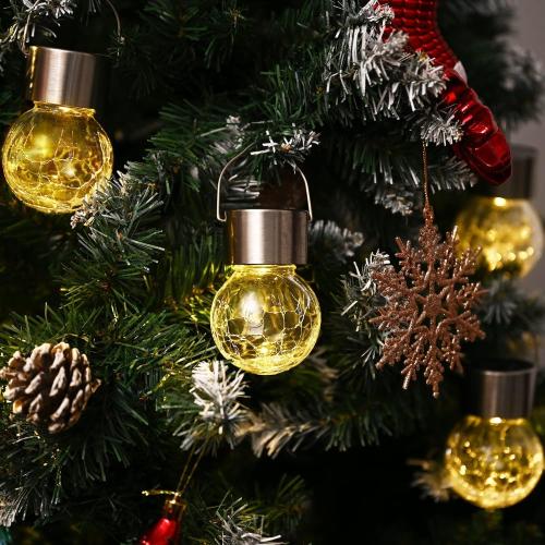 GIGALUMI Solar Lights Outdoor Waterproof, 12 Pack Solar Hanging Lights Garden Decor, Gifts for Women, Solar Outdoor Lantern Waterproof Cracked Glass for Yard, Fence, Tree(Warm White)