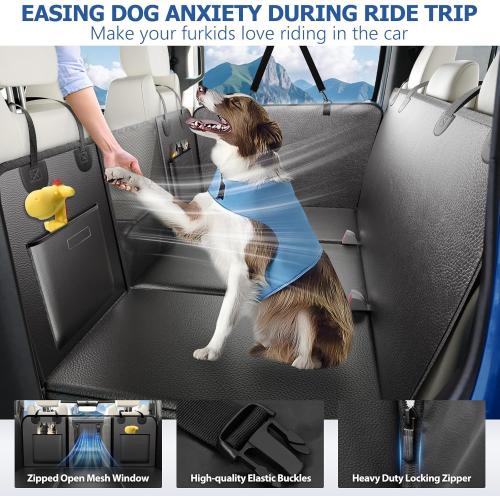 XL Truck Back Seat Extender for Dogs, Upgraded Anti-Scratch PU Leather, Dog Car Seat Cover for Back Seat with Hard Bottom, Pet Seat Covers for Trucks, Waterproof Dog Hammock for Crew Cab Truck
