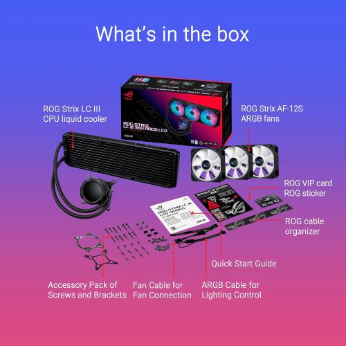 ASUS ROG Strix LC III 360 ARGB LCD All-in-one CPU Liquid Cooler - Intel® LGA 1700, 1200, 115X - AMD Socket AM4, AM5 – with 2.1 IPS LCD, Asetek’s New Gen7 v2 Pump, and Premium ROG ARGB Fans