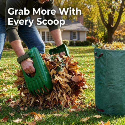 Gardzen Plastic Large Leaf Scoop Hand Rakes