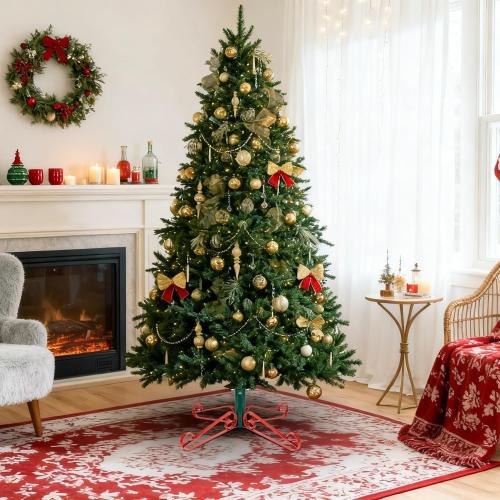 Christmas Tree Stand for Artificial Trees 4 to 8 Foot Christmas Fake Tree Holder for Green & Red Indoor Outdoor Party Christmas Tree Ornaments Fits Up to 1.4 Xmas Tree Trunks