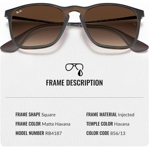 Ray-Ban RB4187 CHRIS Square Shaped Sunglasses for Men & Women with Official RAYBAN Eyewear