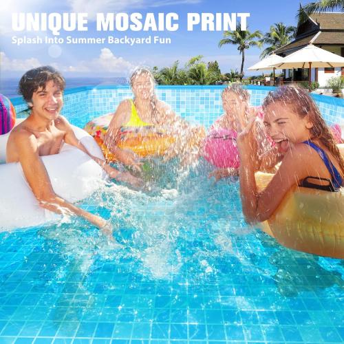 FunBy Large Foldable Pool, Foldable Swimming Pool, Large Foldable Pool for Adults, Non-inflatable Pool,Oversize Thickened Collapsible Pool, Kids pool for Backyard,Mosaic Design 108x68x20-Light Blue