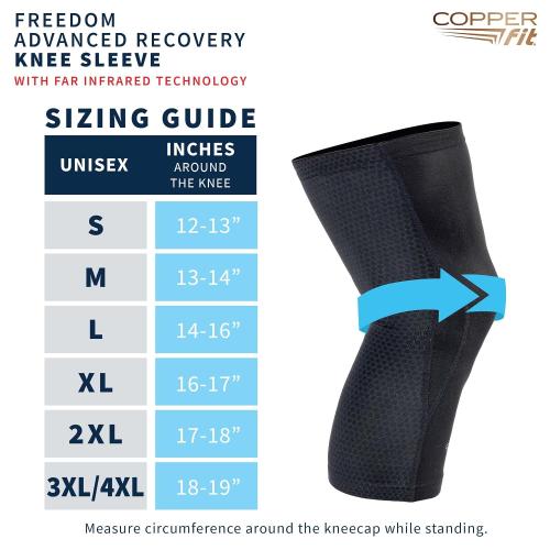 Copper Fit PRO Recovery Knee Compression Sleeve | Knee compression sleeve for arthritis support, knee pain relief, joint stability, and recovery support.