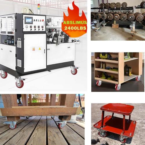 4 inch Casters Load 2400lbs -Includes 2 Sets of Adaptive Screws -Lockable Bearing Plate Heavy Duty Caster with Brakes, 360-degree Swivel for Furniture and Workbench Cart, Set of 4