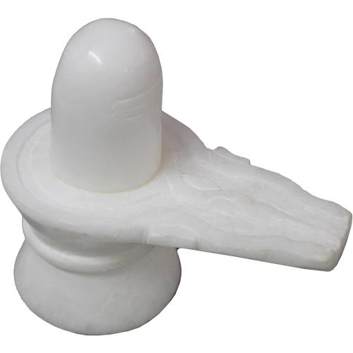 StonKraft Marble Shiva Lingam Shiv Ling Idol Murti Statue Adiyogi (White Lingam)
