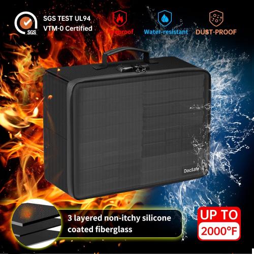 Photo Storage Box with Lock,DocSafe Fireproof Photo Organizer Box with 16 Inner 4 x 6 Photo Case(Clear),Collapsible Portable Photo Filing Safe Storage with Water-Resistant Zipper for Photos,Picture