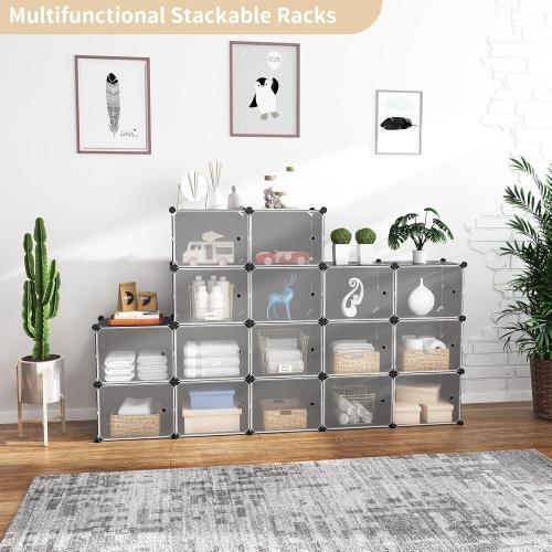 Portable Shoe Rack Organizer with Door, 96 Pairs Shoe Storage Cabinet Easy Assembly, Plastic Adjustable Shoe Storage Organizer Stackable Detachable Free Standing DIY Expandable 12 Tier Black