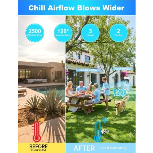 Swamp Cooler, Portable Air Conditioners 10-Gal Evaporative Air Coolers with Detachable Tank, Windowless AC Unit with 3 Speeds, 120° Swing, Cooling Fan That Blow Cold Air for Garage, Patio, Apartment
