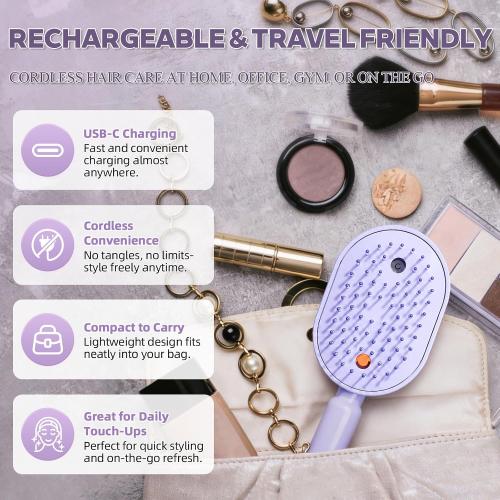 Electric Spray Air Cushion Massage Comb, 2026 Electric Spray Air Cushion Comb, 5-in-1 Detangling Hair Brush for Dry Frizzy Hair, Self-Cleaning Anti-Static Scalp Massager Care Brush for Women
