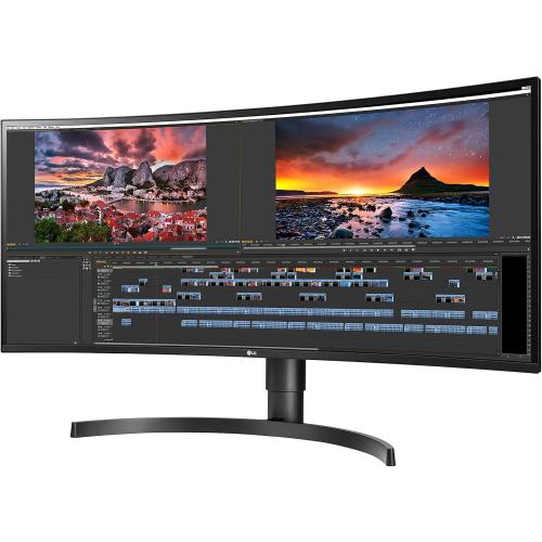 LG 34WN80C-B UltraWide Monitor 34” 21:9 Curved WQHD (3440 x 1440) IPS Display, USB Type-C (60W PD) , sRGB 99% Color Gamut, 3-Side Virtually Borderless Design, Tilt/Height Adjustable Stand - Black