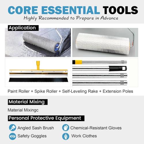 Epoxy Colored Sand Floor Paint for Concrete (105 Fl Oz),Self-leveling Epoxy Floor Paint - Easy Pour & Roll Application to Waterproof & Renew Garage,Porch,Basements,Patios,Outdoor(Blue,Net Content 5KG)