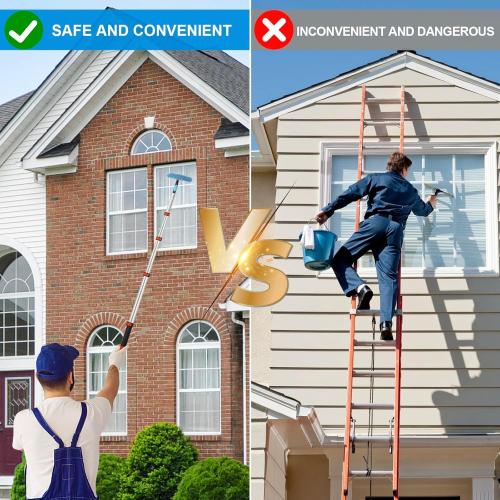 Telescopic Extension Pole Reach to 28FT,Paint Roller Extension Pole, telescoping Pole with Flip-Lock Design, Multi-Purpose extendable Pole for Windows Cleaning Paint Roller, Duster(Orange-20ft)