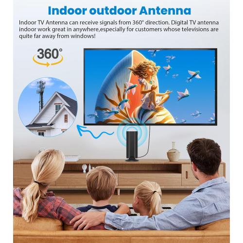 2026 TV Antenna for Smart TV, 5000  Miles Range Strongest Digital HD TV Antenna Indoor Ourdoor with Amplifier Signal Booster, Waterproof Design,8K 4K 1080p Support 360°,33.8FT Cable