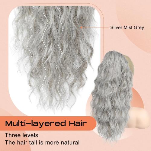 SEIKEA 18 Ponytail Synthetic Hairpiece for Women Silver Mist Grey