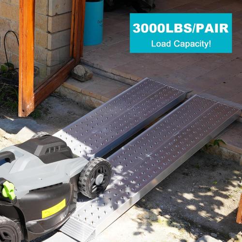 Aluminum Shed Ramp 55 L x 11 W Loading Ramps 3000 Lbs Capacity Lightweight Portable Ramp Anti-Slip Waterproof for ATV Lawn Mower Golf Cart Dirt Bike Motorcycle Garden Tractor 2Pcs