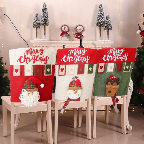 MOTUZP Xmas Dining Chair slipcovers Santa Claus SnowOffice Party Bar Decor[ABC*2],Christmas Chair Back Covers Set of 6Xmas Dinner Chairs Cover for Kitchen Resta