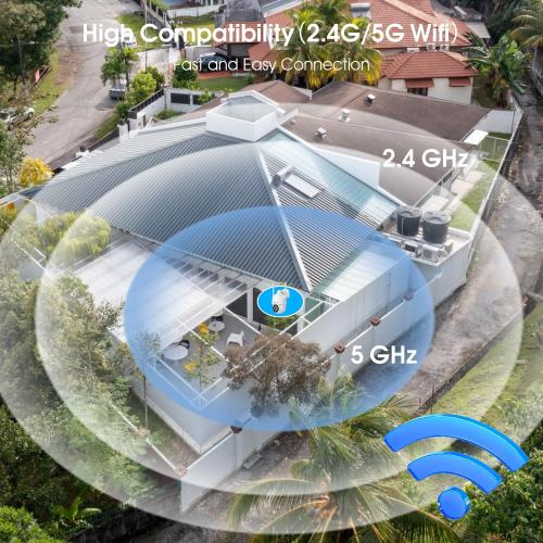 ANRAN 2K WiFi Security Camera Outdoor: 2.4/5GHz Dual-Band, Auto-Tracking, 2-Way Audio, Color Night Vision, 24/7 Recording, 3MP Pan-Tilt 360° View Camera for Home/House