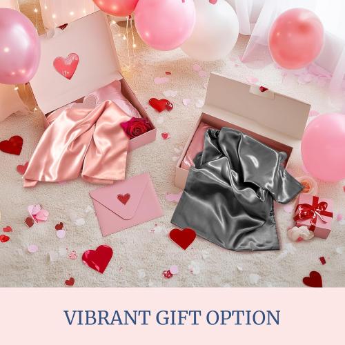 BEDELITE Satin Pillowcase for Hair and Skin, Super Soft and Cooling Similar to Silk Pillow Cases 2 Pack with Envelope Closure, Gift for Women Men(20x30 Queen Size, Dark Grey)