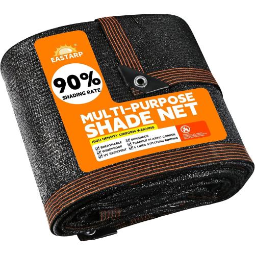 90% Shading Rate 16'x20' Black Shade Cloth,UV Resistant Durable Mesh Tarp with Grommets&Reinforced Edges, Shade Net Using for Plants Cover, Greenhouse, Dog Kennel, Patio, Chicken House