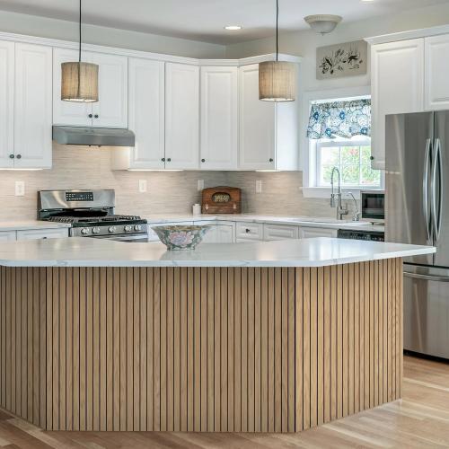 4-Piece Wood Slat Wall Panel for Interior Wall Decor Noise Cancelling 47.2 x 23.6 Peel and Stick Acoustic Decorative 3D Sound Absorbing Wall Paneling, Natural Oak