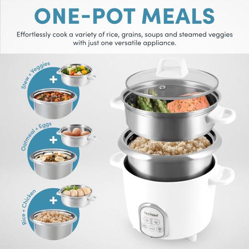 Aroma Housewares NutriWare 14-Cup (Cooked) Digital Rice Cooker and Food Steamer, White