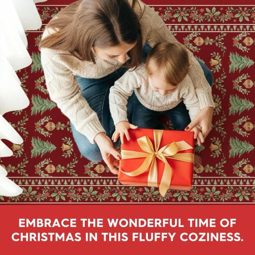 Artoid Mode Red Xmas Tree Mistletoe Christmas Area Rug, Winter Home Decor Low-Profile Non-Slip Washable Large Rug for Living Room Bedroom Farmhouse Dining Room Kids Playroom 2x3 Feet