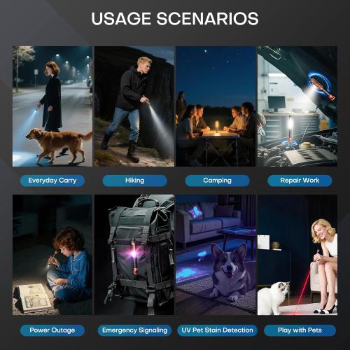 EDC Flashlight Rechargeable,800 Lumen Small Flashlight with Magnetic Clip & Base, 11 Modes LED Flashlight,Glass Breaker&Bottle Opener, USB-C Flashlight for Working,Home and Emergency