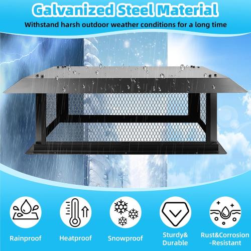 14 x 26 Chimney Cap Chimney Cover,Fireplace Chimney Caps for Outside,Chimney Rain Caps Chimney Flue Cover Chimney Roof Rain Guard on Existing Flue Tile Brick Clay,Galvanized Steel Chimney Vent Cap