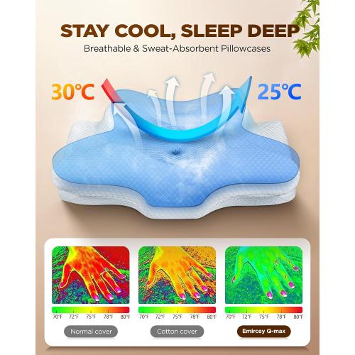 Sleep Doctor Approved Cervical Neck Pillow Sleeping, Ergonomic Contour Side Sleeper Pillows Adults, Cooling Orthopedic Pillow Pain Relief Support, Memory Foam Back Stomach Sleepers Grey Standard