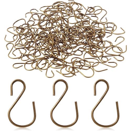 Sratte 120 Pcs Mini S Hook for Hanging 1 Inch Metal, Bronze Color