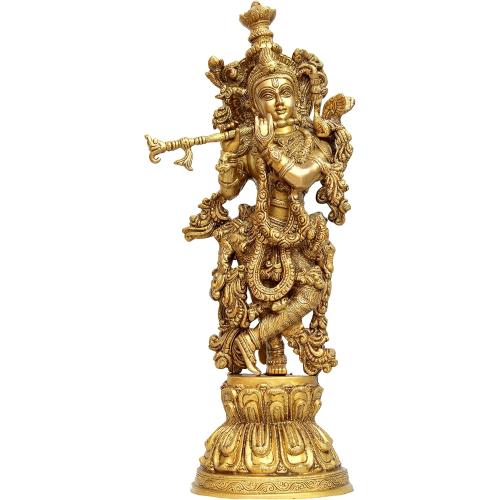Size 21 eSplanade - Brass Radha Krishna - Big Size - Brass Radha Idol Statue Sculpture (21) (Krishna Antique)